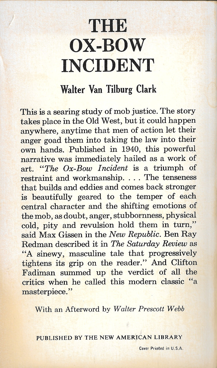 The Ox-Bow Incident by Walter van Tilburg Clark
